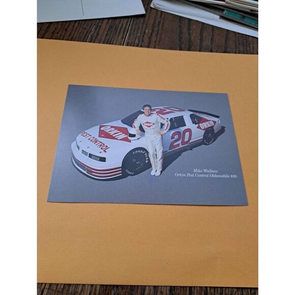 Vintage Mike Wallace #20 Orkin Pest Control NASCAR Postcard 7x5 Oldsmobile - Picture 1 of 2